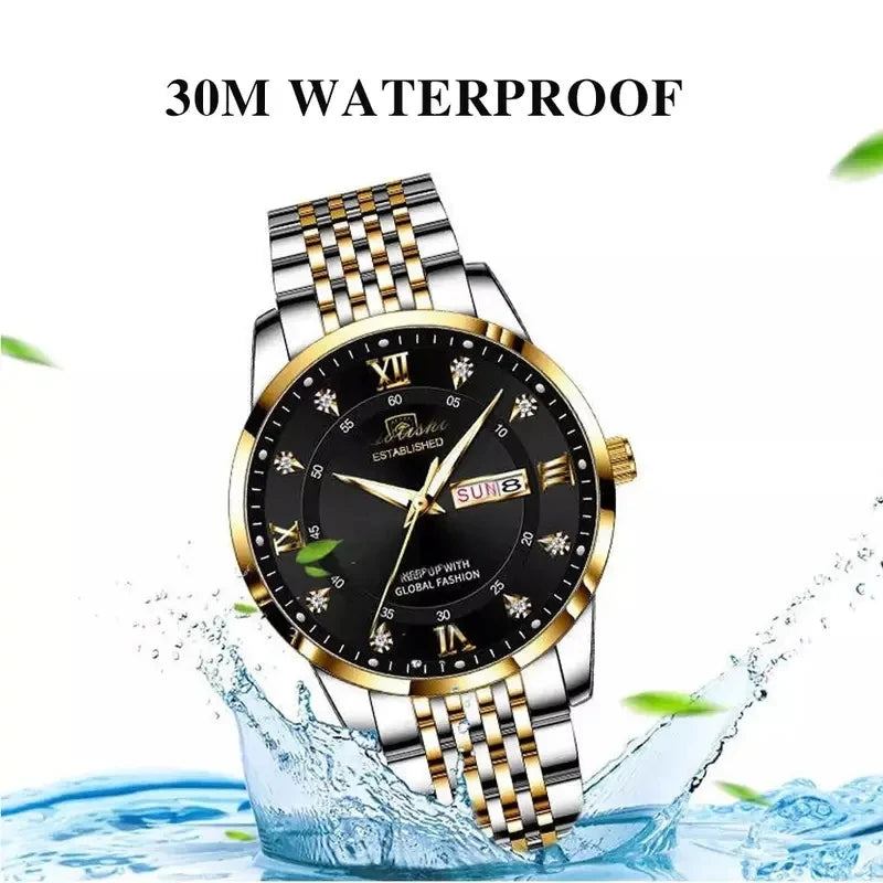 POEDAGAR Luxury Brand Man Watch Waterproof Luminous Date Week Men's Quartz Wristwatch Stainless Steel Fashion Sports Men Watche