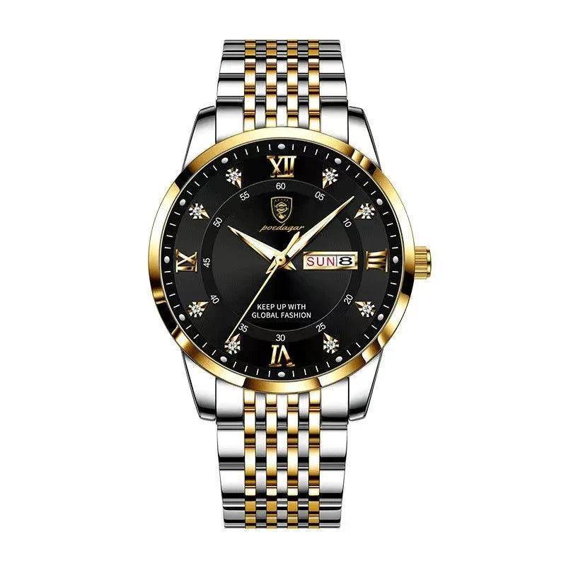 POEDAGAR Luxury Brand Man Watch Waterproof Luminous Date Week Men's Quartz Wristwatch Stainless Steel Fashion Sports Men Watche