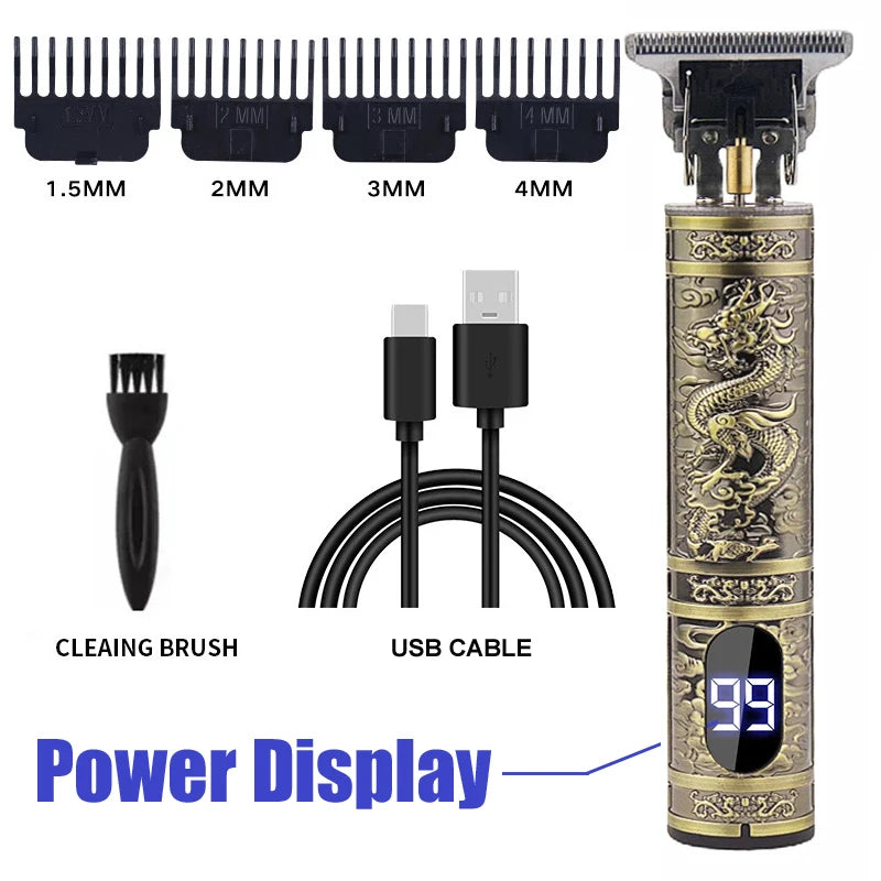 Portable Hair Cutting Machine T9 Vintage Hair Clipper USB Fast Charging Shaver Barber Cordless Hair Trimmer For Men's Barbe