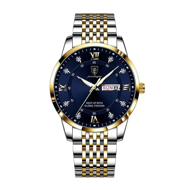 POEDAGAR Luxury Brand Man Watch Waterproof Luminous Date Week Men's Quartz Wristwatch Stainless Steel Fashion Sports Men Watche