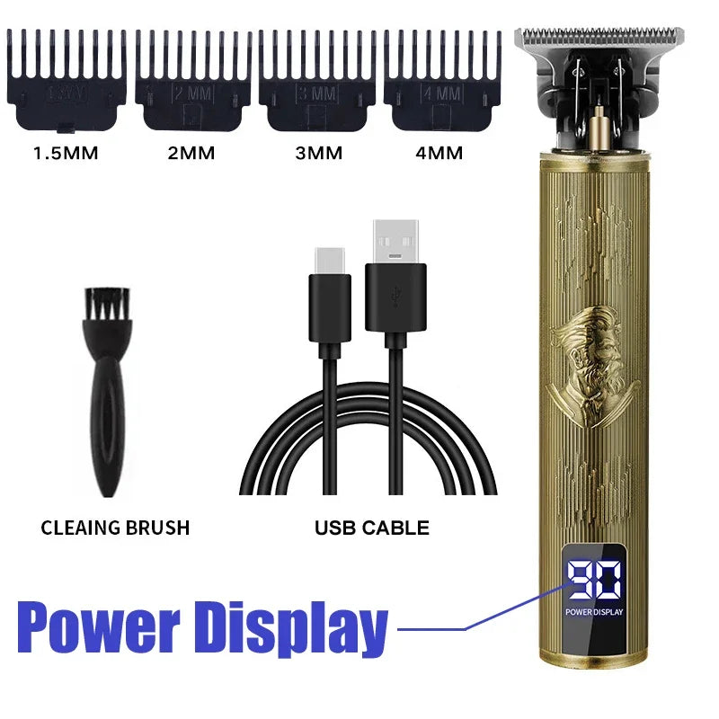 Portable Hair Cutting Machine T9 Vintage Hair Clipper USB Fast Charging Shaver Barber Cordless Hair Trimmer For Men's Barbe