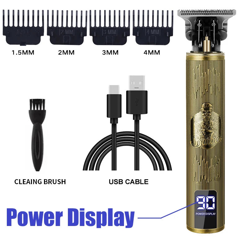 Portable Hair Cutting Machine T9 Vintage Hair Clipper USB Fast Charging Shaver Barber Cordless Hair Trimmer For Men's Barbe