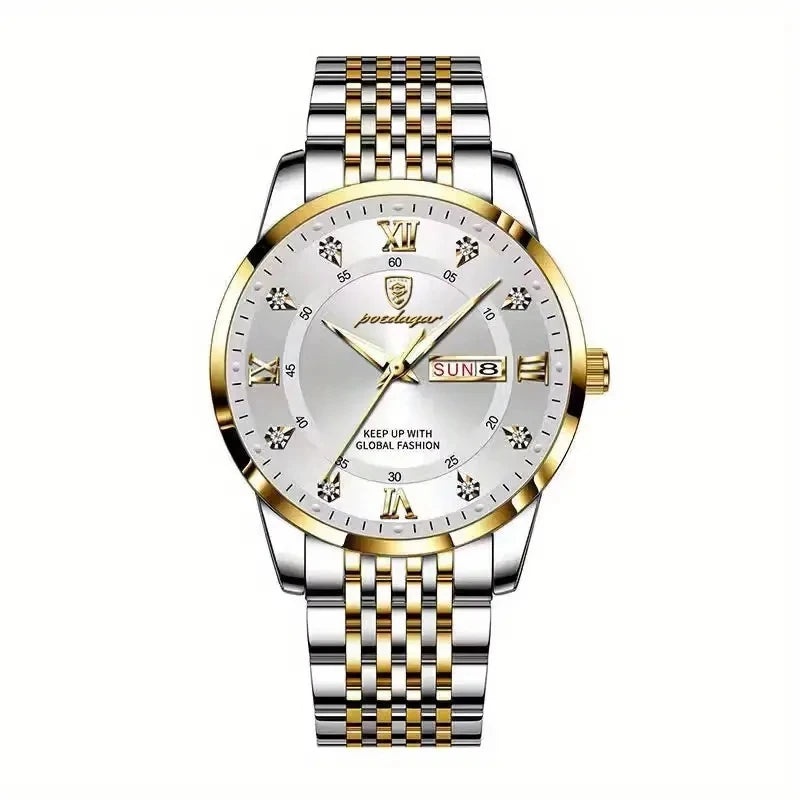 POEDAGAR Luxury Brand Man Watch Waterproof Luminous Date Week Men's Quartz Wristwatch Stainless Steel Fashion Sports Men Watche