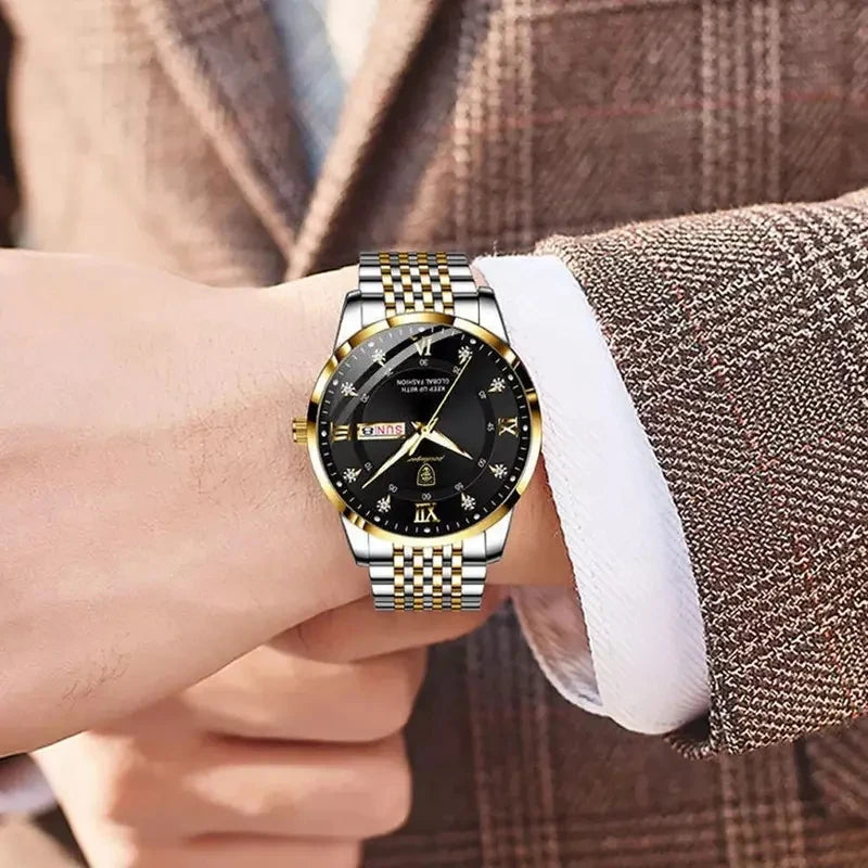 POEDAGAR Luxury Brand Man Watch Waterproof Luminous Date Week Men's Quartz Wristwatch Stainless Steel Fashion Sports Men Watche